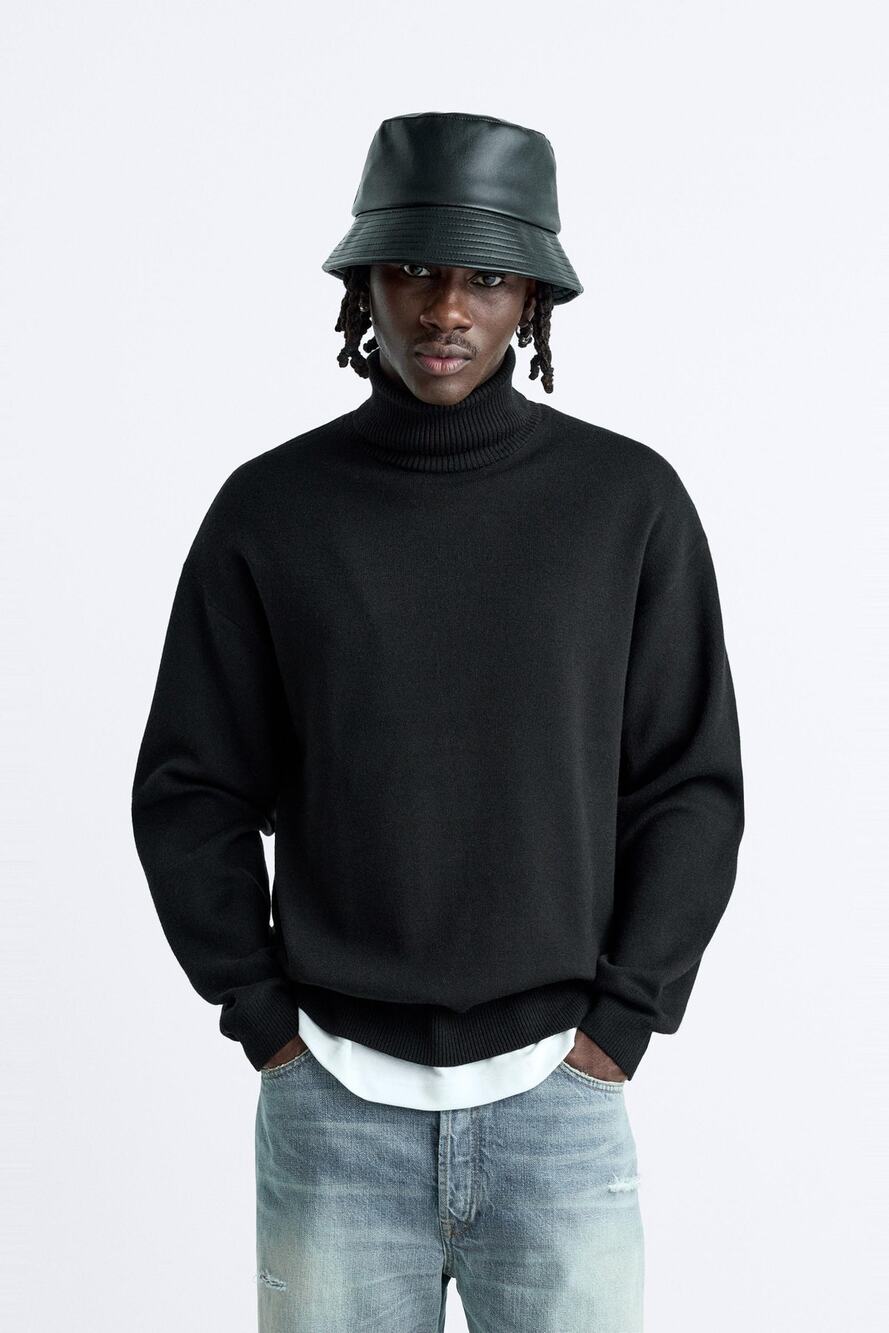 ZARA Soft Turtleneck Sweater Pullover Rib Trim Cozy Work Preppy Fall Winter M